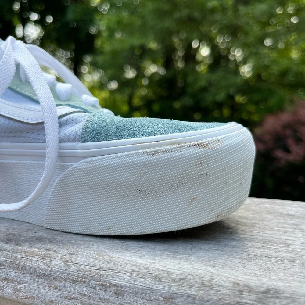 Vans Old Skool Stackform Soft Suede Side Stripe Baby Blue & White Shoes Sz 7.5 - Picture 13 of 16